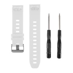Correa de Reloj de Silicona de Textura Suave de 22 mm Para Garmin Fenix ​​5 / 5 Más / Forerunner 935, Banda de Reloj Ajustable Con Hebilla de Color Plateado - Blanco
