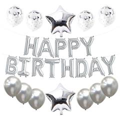 25 Teile / Satz Alles Gute Zum Geburtstag Banner Ballons Folien Buchstaben Ballons Banner Für Geburtstagsfeierdekoration - Silber-