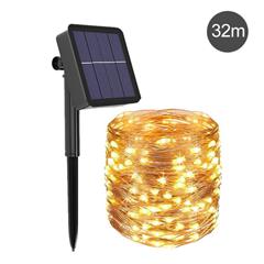 Outdoor Solar Fairy String Light Adjustable Waterproof Durable Silver Wire Light for Patio Garden Christmas Decoration - Warm Light / 32m