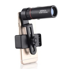 Mini HD Monocular Night Vision Mobile Phone Telescope with Holder for Hunting Bird Watching Camping Hiking - 200x25