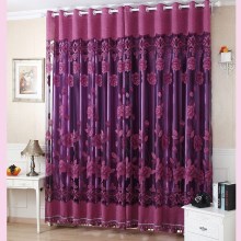 2pcs Elegant Luxury Floral Pattern Window Curtains With Beads Door