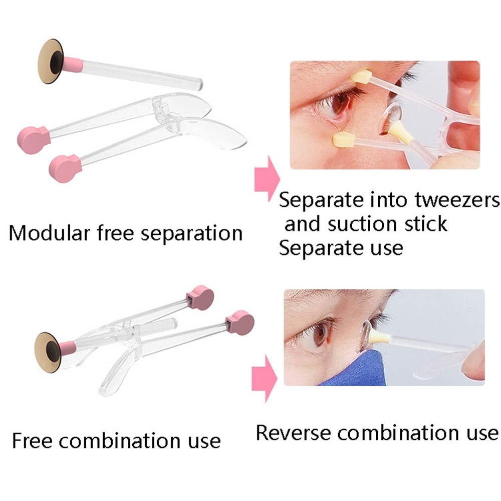2 in 1 Portable Clip and Silicone Suction Stick Contact Lens Wearing Picking Auxiliary Tool - Yellow-4