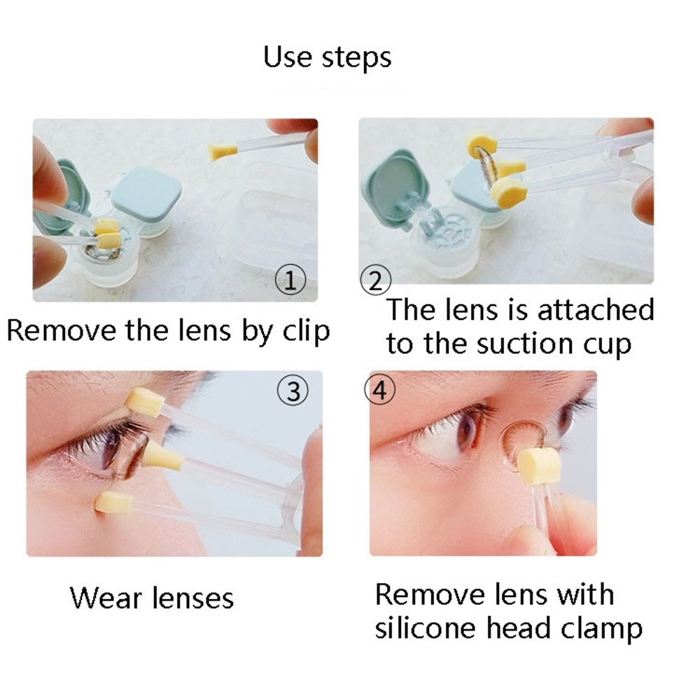 2 in 1 Portable Clip and Silicone Suction Stick Contact Lens Wearing Picking Auxiliary Tool - Yellow-5