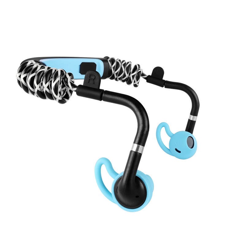 S.Wear Stick Waterproof Spring Wireless Elastic Bluetooth 4.1 Sports Headphone Build-in Microphone - Blue-1