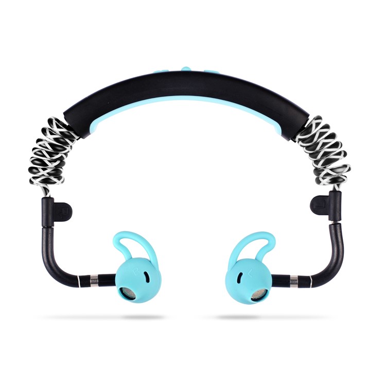 S.Wear Stick Waterproof Spring Wireless Elastic Bluetooth 4.1 Sports Headphone Build-in Microphone - Blue-2