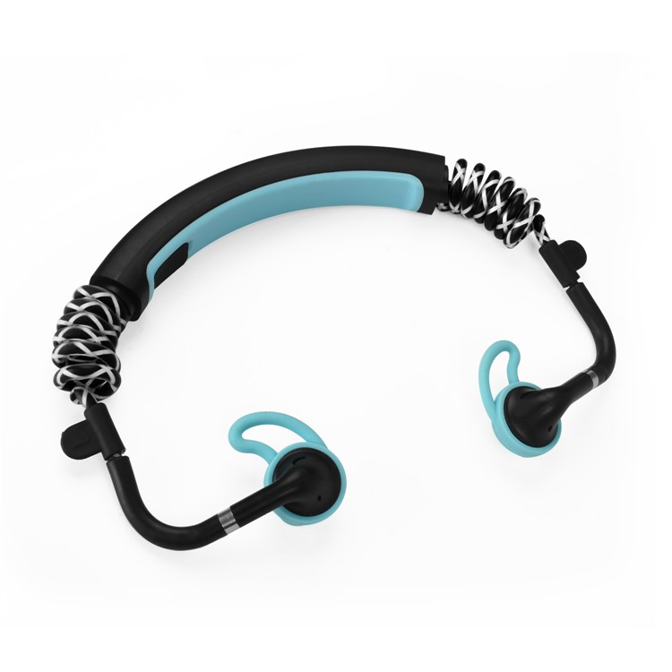 S.Wear Stick Waterproof Spring Wireless Elastic Bluetooth 4.1 Sports Headphone Build-in Microphone - Blue-4