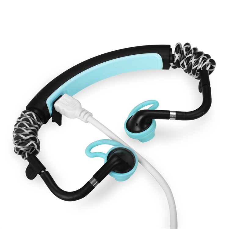 S.Wear Stick Waterproof Spring Wireless Elastic Bluetooth 4.1 Sports Headphone Build-in Microphone - Blue-5