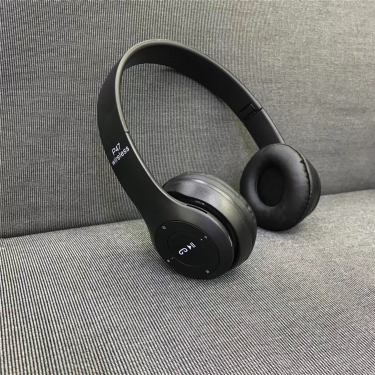 P47 Portable Over-ear Wireless Bluetooth 4.2 Foldable Earphone for iPhone Samsung - Black-1