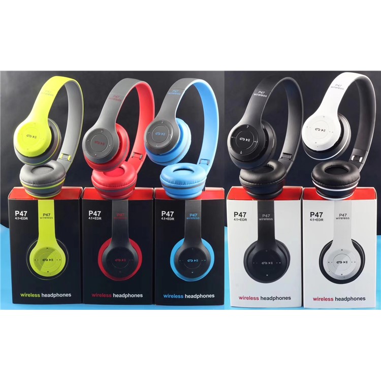 P47 Portable Over-ear Wireless Bluetooth 4.2 Foldable Earphone for iPhone Samsung - Black-4