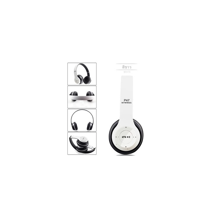 P47 Over-ear Wireless Foldable Bluetooth 4.2 Earphone for iPhone Samsung - White-2