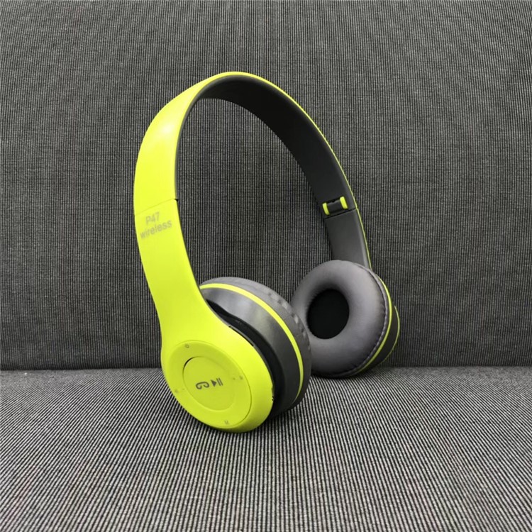 P47 Over-ear FM Bluetooth 4.2 Wireless Foldable USB Interface Rechargeable Earphone for iPhone Samsung - Green-1
