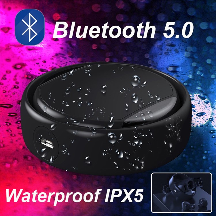 TS02 Bluetooth 5.0 Earphone TWS Wireless Earphones In-ear Headset Earbud - Black-5