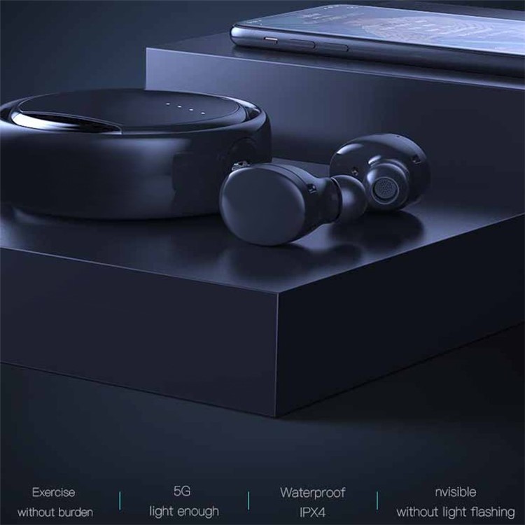 TS02 Bluetooth 5.0 Earphone TWS Wireless Earphones In-ear Headset Earbud - Black-7