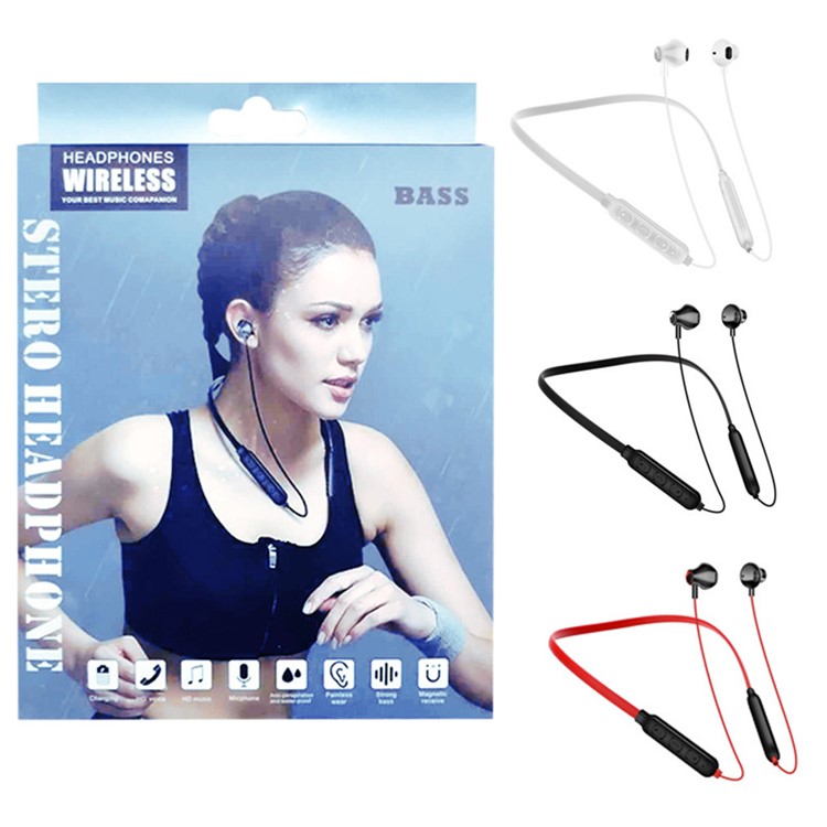 G02 Bluetooth 5.0 Headset Wireless Sports Earphone Neck-mounted Stereo Headphone - Red-2