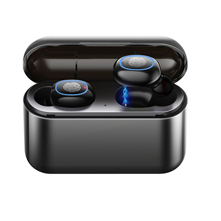 A2 TWS Bluetooth 5.0 Wireless Touch Mini Earplug Stereo Headset 2600 mAh Capacity with Charging Box - Black