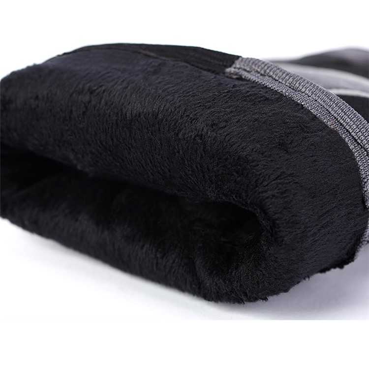 Full Finger Gloves Anti-Slip Warm Thick Wool for Motorcycle Outdoor Driving Sports - Grey-3