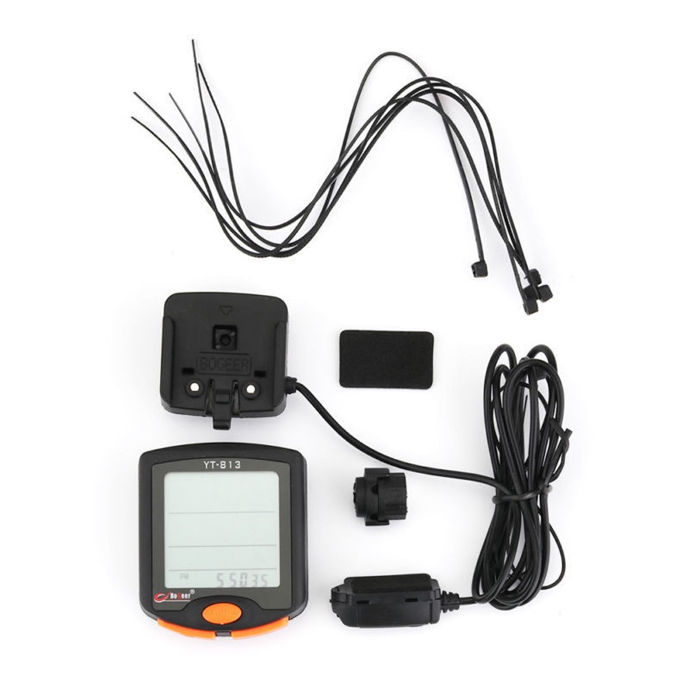BOGEER YT-813 Wired Bike Cycling Bicycle Computer Odometer Backlight LCD Speedometer-11