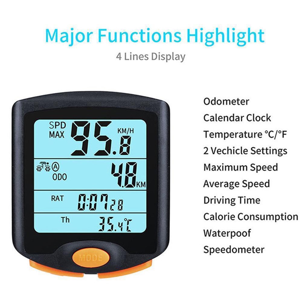 BOGEER YT-813 Wired Bike Cycling Bicycle Computer Odometer Backlight LCD Speedometer-7