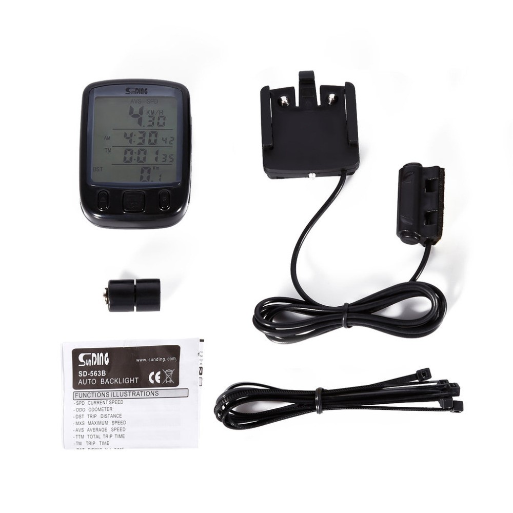 SUNDING SD-563B LCD Display Ciclismo Odômetro Velocímetro Com Luz De Fundo Verde-7