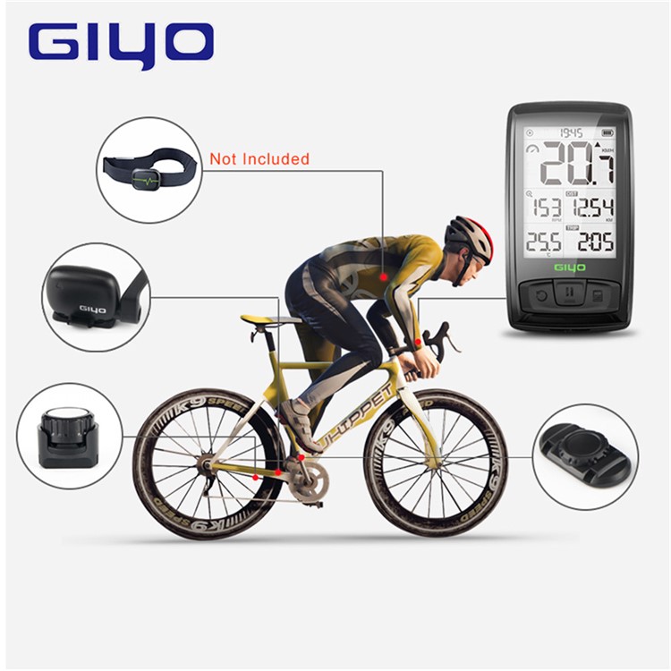 GIYO Wireless Bluetooth Bicycle Computer Waterproof Speedometer with Backlight-7