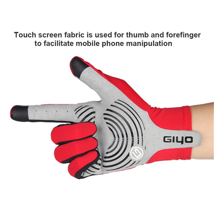 GIYO-S-02-L Touch Screen Cycling Gloves Breathable Windproof Full Finger Gloves - Red / Size: L-10