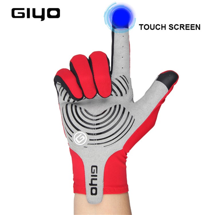 GIYO-S-02-L Touch Screen Cycling Gloves Breathable Windproof Full Finger Gloves - Red / Size: L-7