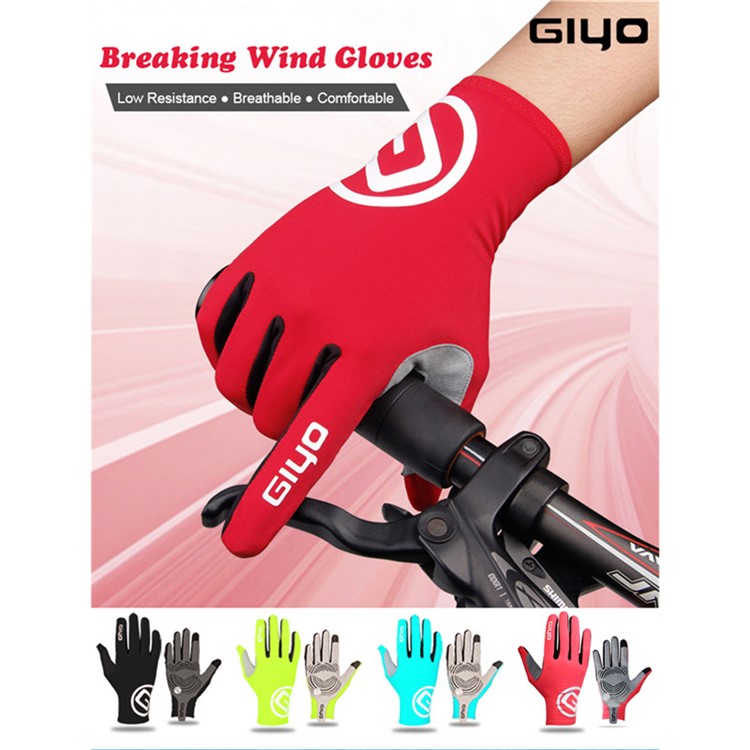 GIYO-S-02-L Touch Screen Cycling Gloves Breathable Windproof Full Finger Gloves - Red / Size: L-8