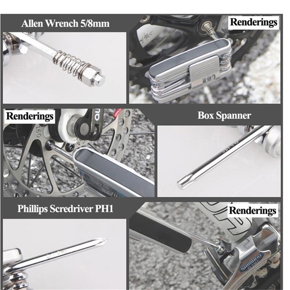 13 In 1 Kit Di Strumenti Di Riparazione Bici Da Bicicletta Multifunzione Set Strumenti Da Ciclismo Portatili PT-01-11