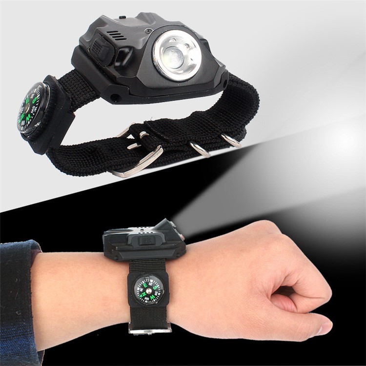 Dimmable Wristband LED Light with Detachable Compass for Camping, Night Run, Riding-1