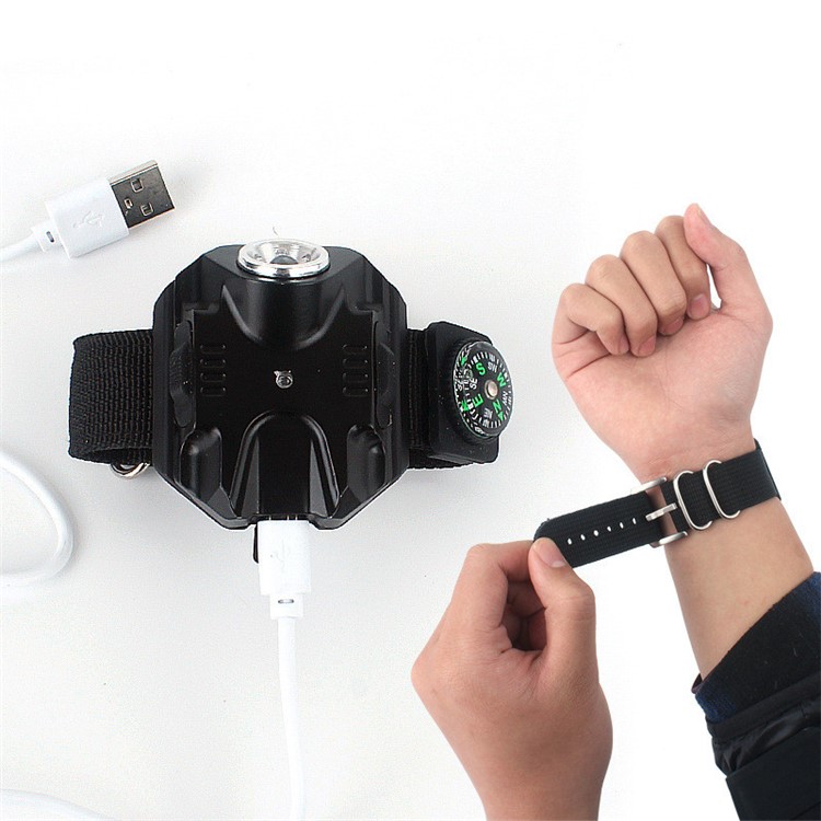 Dimmable Wristband LED Light with Detachable Compass for Camping, Night Run, Riding-2