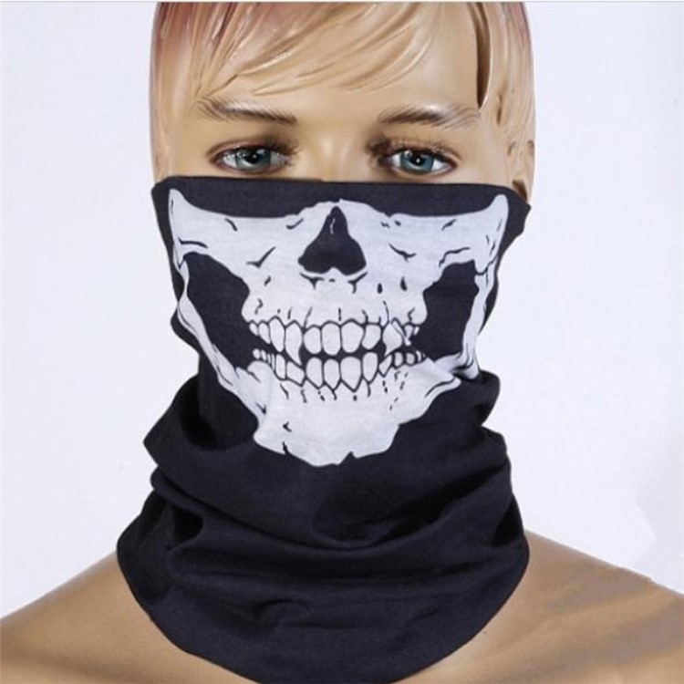 Versatile Skull Pattern Face Mask Stretchable Seamless Headband Scarf Neck Warmer for Motorcycle Hiking Ski Snowboard Etc. - Skeleton-1