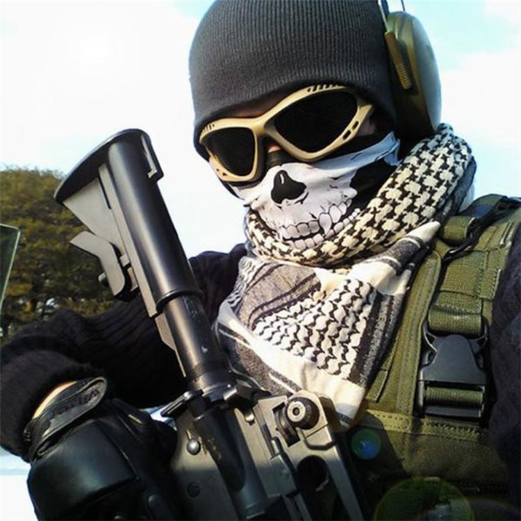 Versatile Skull Pattern Face Mask Stretchable Seamless Headband Scarf Neck Warmer for Motorcycle Hiking Ski Snowboard Etc. - Skeleton-4
