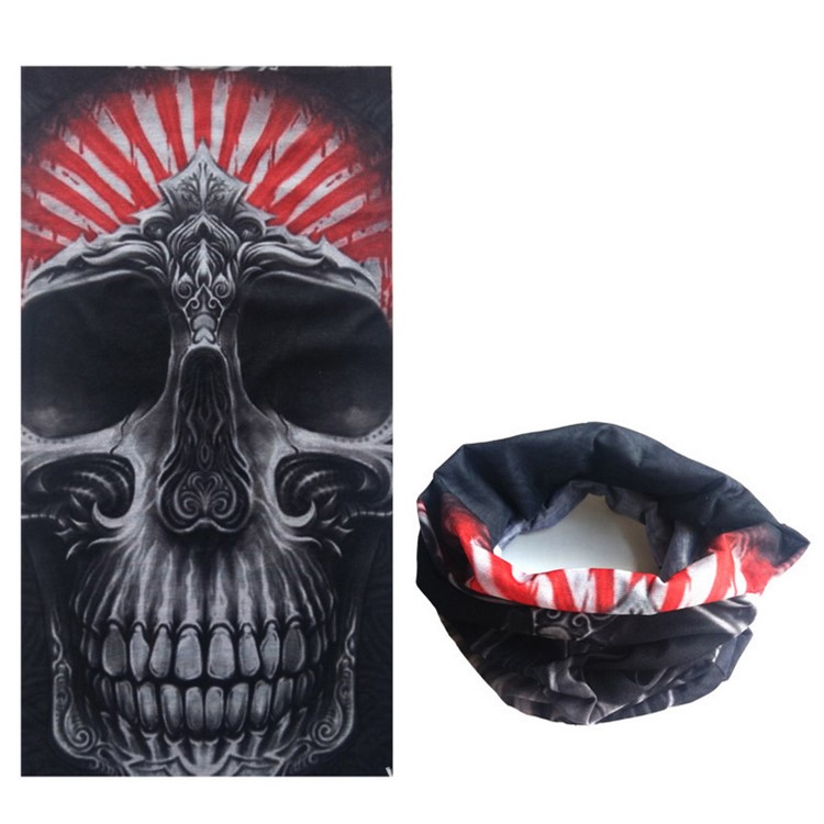 Multi-function Seamless Headband Stretchable Scarf Neck Warmer Skull Pattern Face Mask for Motorcycle Hiking Ski Snowboard Etc. - Chieftain Skull-1