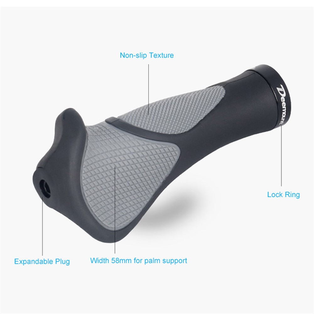 DEEMOUNT Ergonomic Bicycle Grips Handlebar Non-slip Rubber Hand Rest Shock Absorption Bar End-10