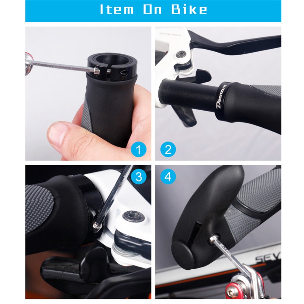 DEEMOUNT Ergonomic Bicycle Grips Handlebar Non-slip Rubber Hand Rest Shock Absorption Bar End-12