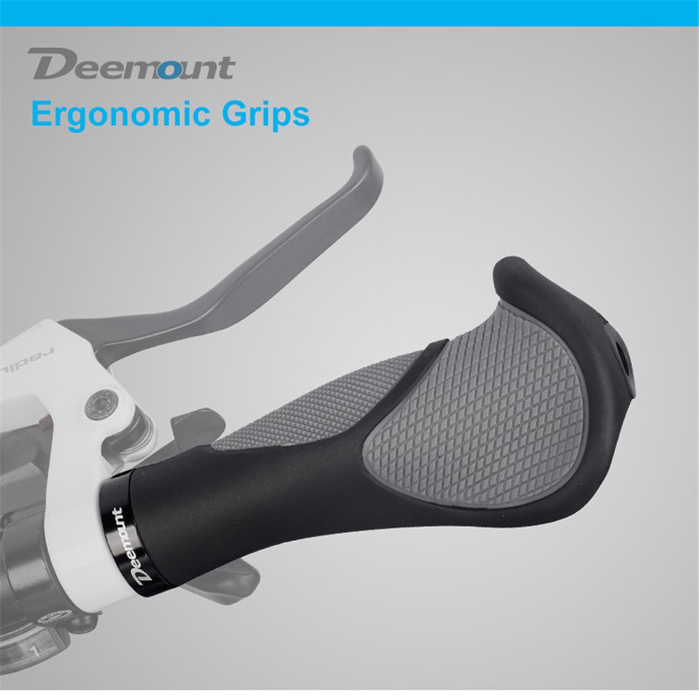 DEEMOUNT Ergonomic Bicycle Grips Handlebar Non-slip Rubber Hand Rest Shock Absorption Bar End-7