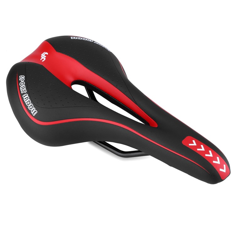 YAFEE Bicycle Saddle Middle Hollow Out Bike Seat Soft Seat Cover Cushion - Black / Red-6