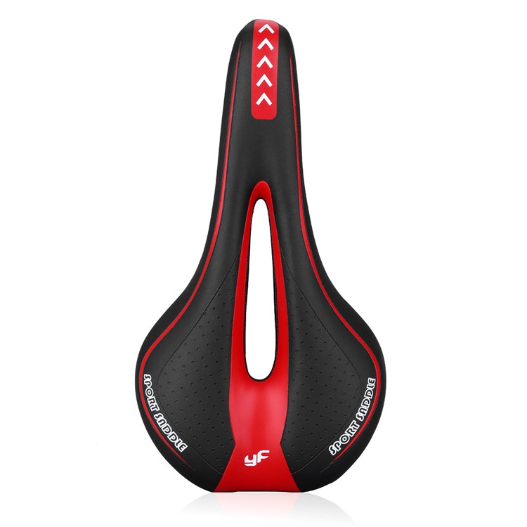 YAFEE Bicycle Saddle Middle Hollow Out Bike Seat Soft Seat Cover Cushion - Black / Red-7