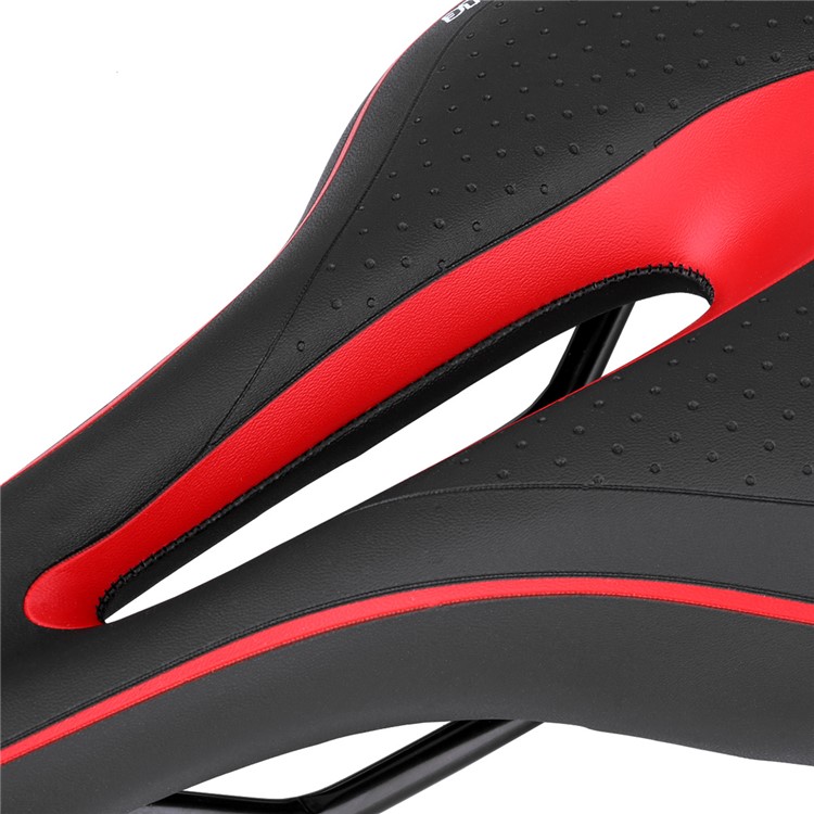 YAFEE Bicycle Saddle Middle Hollow Out Bike Seat Soft Seat Cover Cushion - Black / Red-8