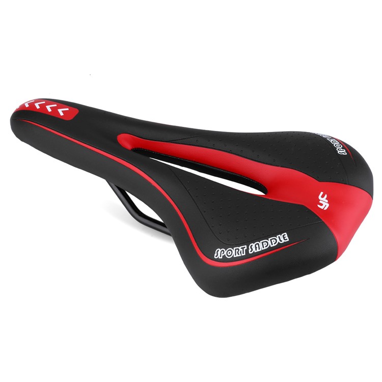 YAFEE Bicycle Saddle Middle Hollow Out Bike Seat Soft Seat Cover Cushion - Black / Red-9
