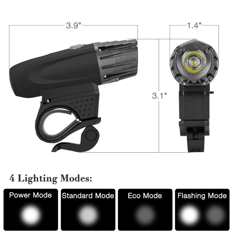 USB Rechargeable LED Bright Bike Front Light + 2 Rear Lights Set-6