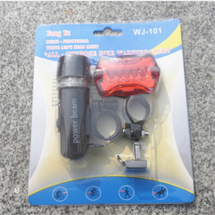 WJ-101 5 LED Luce Anteriore Bicicletta + Fanale Posteriore Set MTB Bici Luce Posteriore Ciclismo Lampada Torcia Elettrica-10