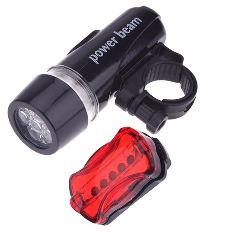 WJ-101 5 LED Luce Anteriore Bicicletta + Fanale Posteriore Set MTB Bici Luce Posteriore Ciclismo Lampada Torcia Elettrica-5