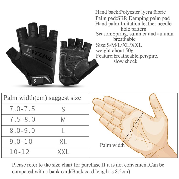 Half Finger Anti-slip Pad Bike Gloves Gel Pad Short Gloves - Size: M-16