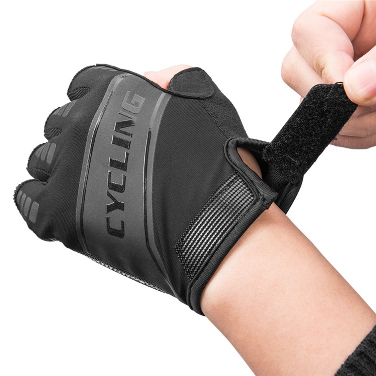 Half Finger Anti-slip Pad Bike Gloves Gel Pad Short Gloves - Size: M-7
