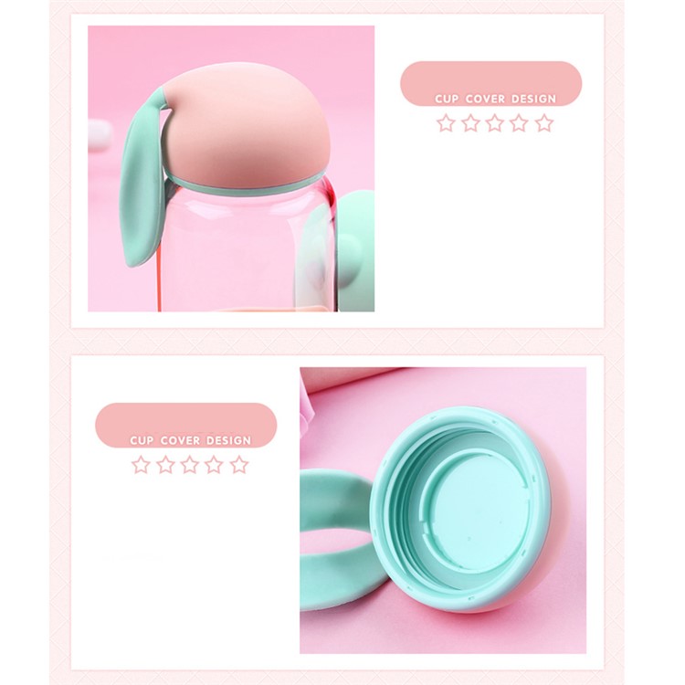350ml Lovely Rabbit Ear Shape Glass Drinking Water Bottle - Pink-2