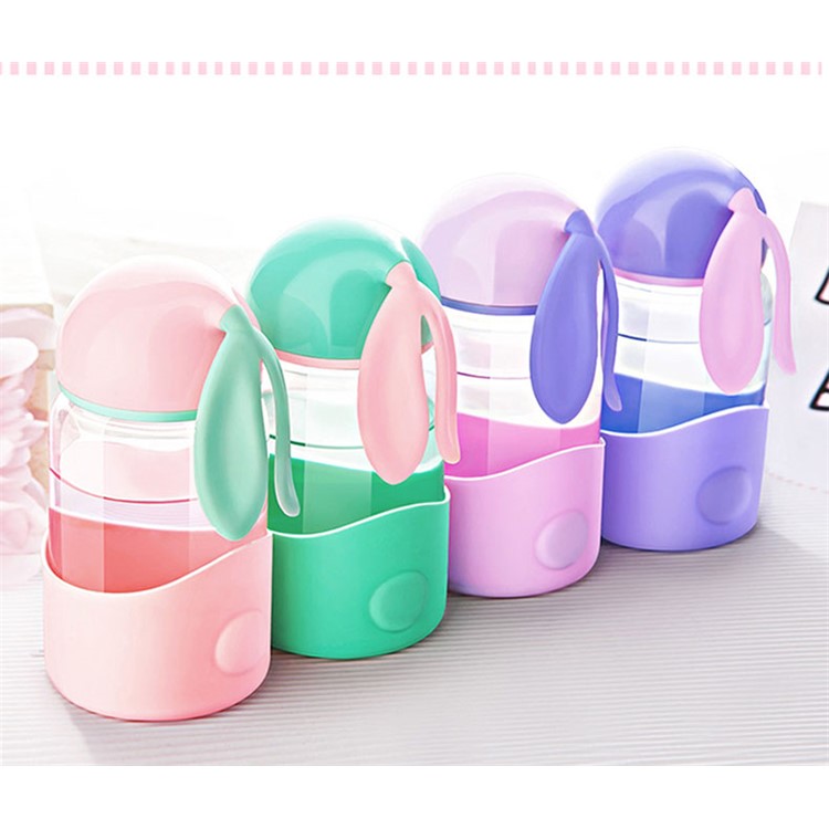 350ml Adorable Rabbit Ear Shape Glass Drinking Water Bottle - Light Purple-2