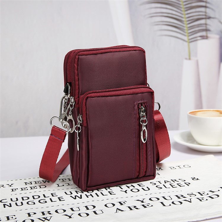 Portable Large Capacity Shoulder Bag Cross-body Bag - Wine Red-1