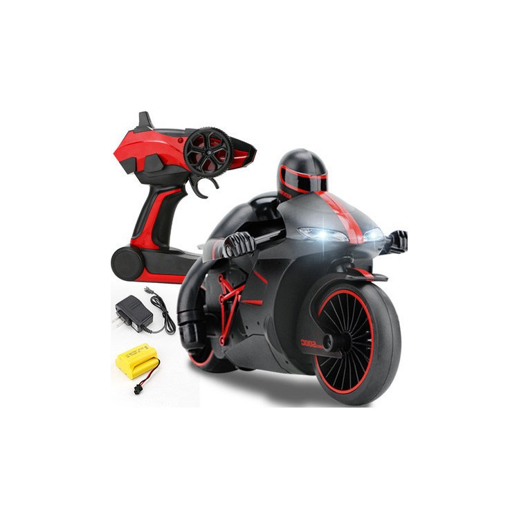 4CH 2.4GHz Remote Control High Speed Motorcycle with Bright LED Headlight - Red / EU Plug-1