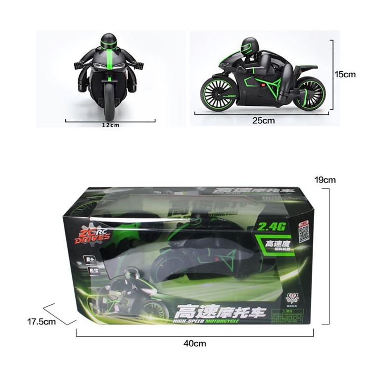 4CH 2.4GHz Remote Control High Speed Motorcycle with Bright LED Headlight - Red / EU Plug-3